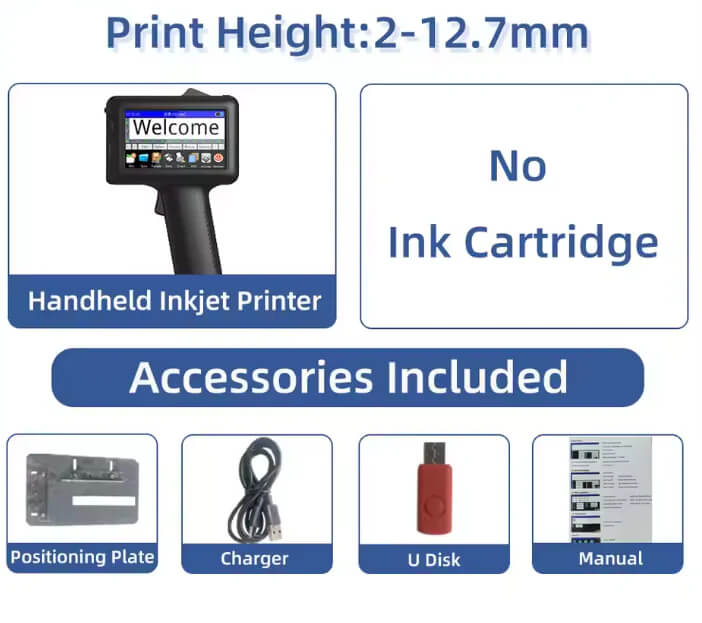 POPFE Handheld Inkjet Production Printer 600DPI