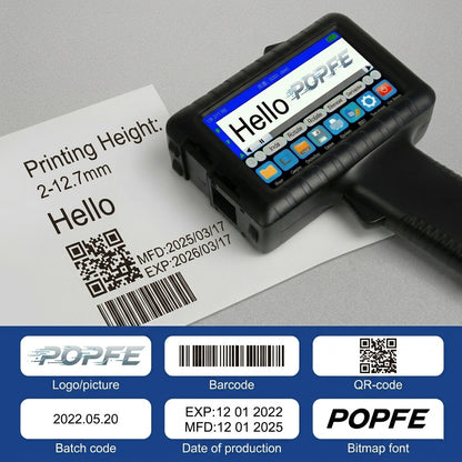 POPFE Handheld Inkjet Production Printer 600DPI