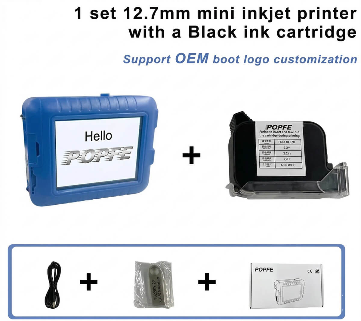 POPFE Mini Screen Inkjet Printer 600DPI
